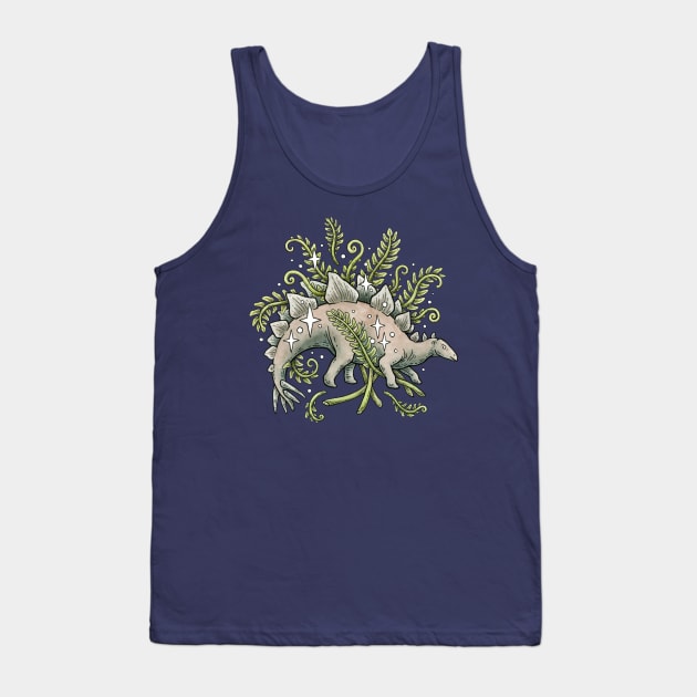 Stegosaurus + Ferns Botanical Dinosaur Tank Top by OMEGAFAUNA